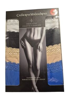 Catherine Malandrino Lace-Trim French Cut Panty Set — White, Cream, Tan, Black